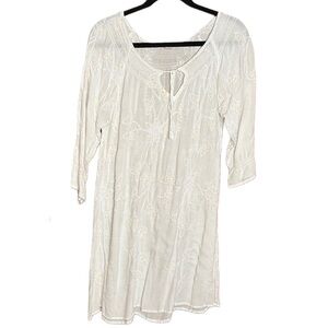 Cool Change embroidered white lightweight boho island vacation dress